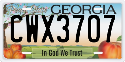 GA license plate CWX3707