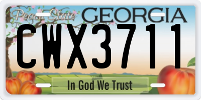 GA license plate CWX3711