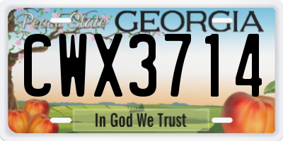 GA license plate CWX3714
