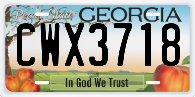 GA license plate CWX3718