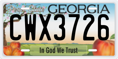 GA license plate CWX3726