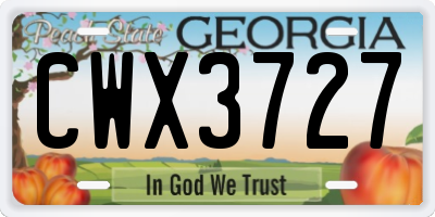 GA license plate CWX3727