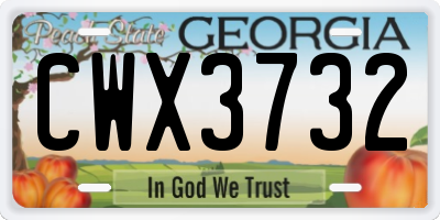GA license plate CWX3732