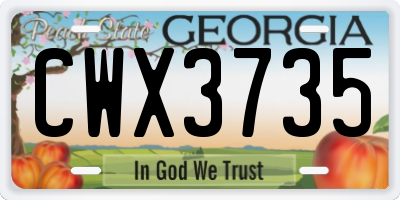 GA license plate CWX3735