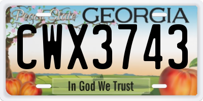 GA license plate CWX3743