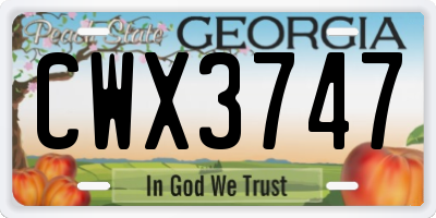 GA license plate CWX3747