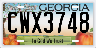 GA license plate CWX3748