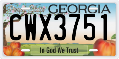 GA license plate CWX3751