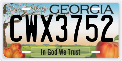 GA license plate CWX3752
