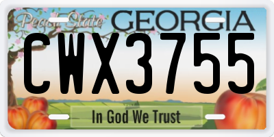 GA license plate CWX3755