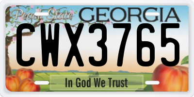 GA license plate CWX3765
