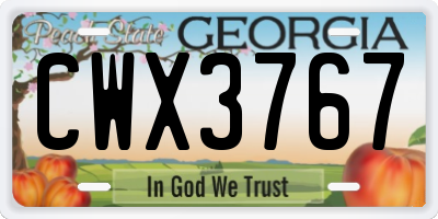 GA license plate CWX3767