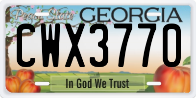 GA license plate CWX3770