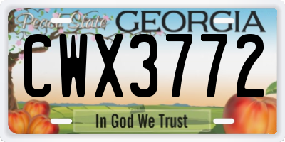 GA license plate CWX3772