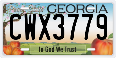 GA license plate CWX3779