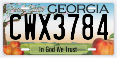 GA license plate CWX3784