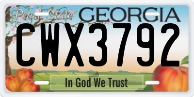 GA license plate CWX3792