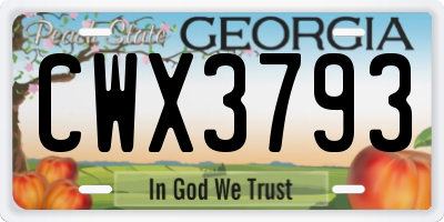 GA license plate CWX3793