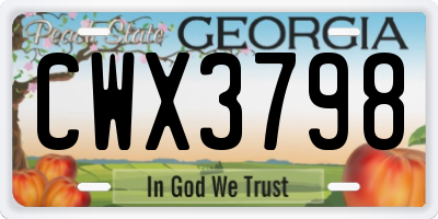 GA license plate CWX3798