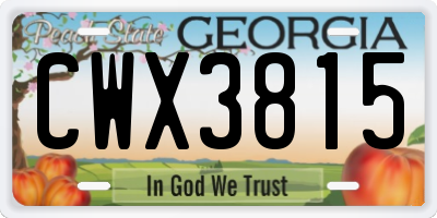 GA license plate CWX3815