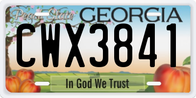 GA license plate CWX3841