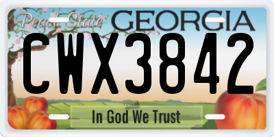 GA license plate CWX3842