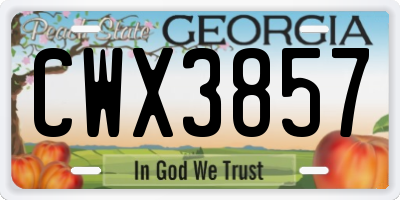GA license plate CWX3857