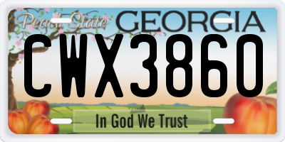 GA license plate CWX3860