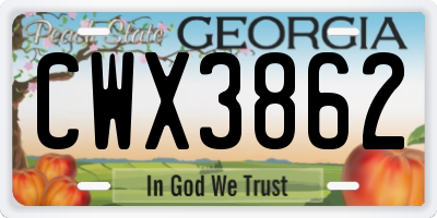 GA license plate CWX3862