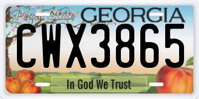 GA license plate CWX3865
