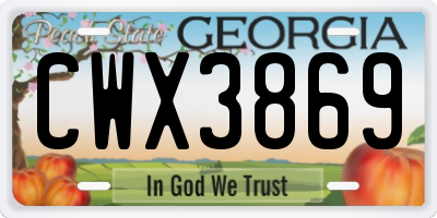 GA license plate CWX3869
