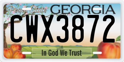 GA license plate CWX3872