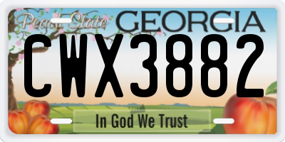 GA license plate CWX3882