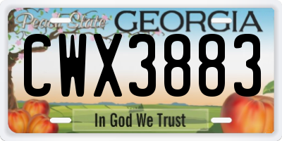 GA license plate CWX3883