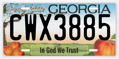 GA license plate CWX3885