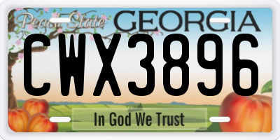 GA license plate CWX3896