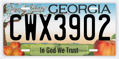 GA license plate CWX3902