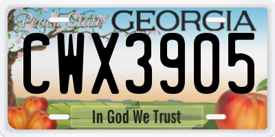 GA license plate CWX3905