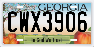 GA license plate CWX3906