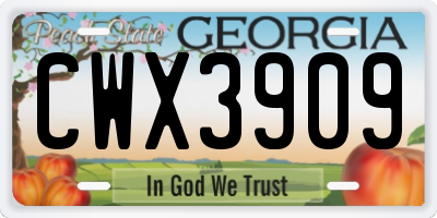 GA license plate CWX3909