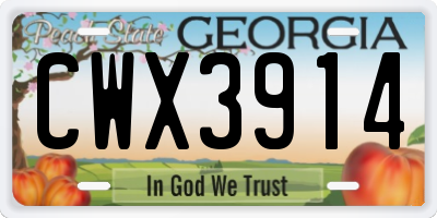 GA license plate CWX3914