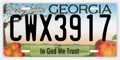 GA license plate CWX3917