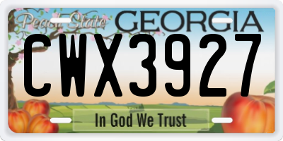 GA license plate CWX3927
