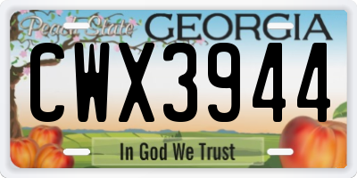 GA license plate CWX3944
