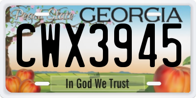 GA license plate CWX3945