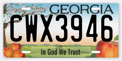 GA license plate CWX3946