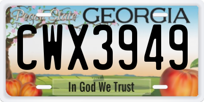GA license plate CWX3949