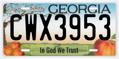 GA license plate CWX3953
