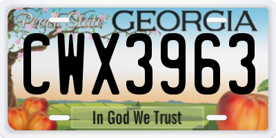 GA license plate CWX3963