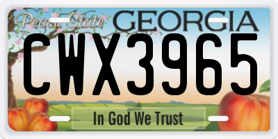 GA license plate CWX3965
